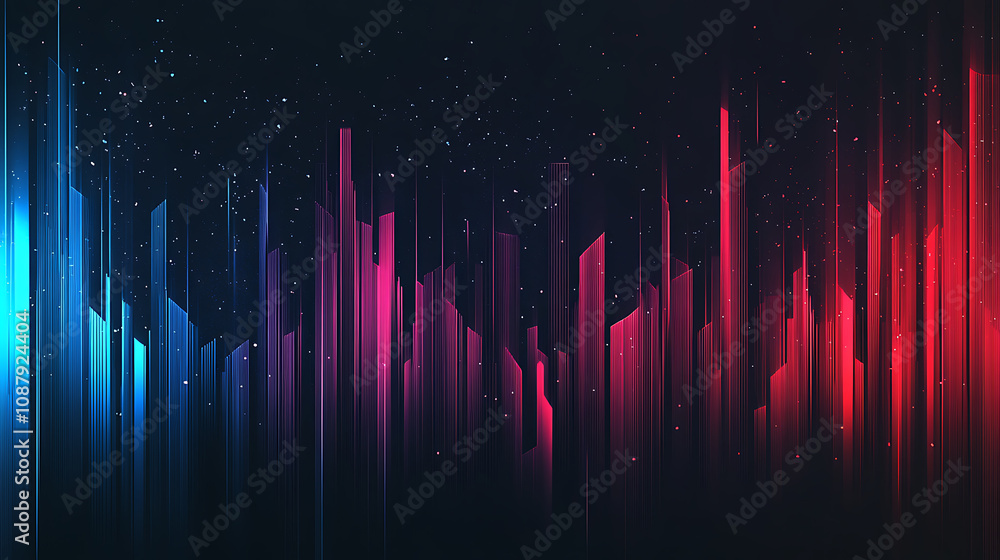 Poster abstract background with blue and red gradients, geometric shapes, diagonal lines modern look