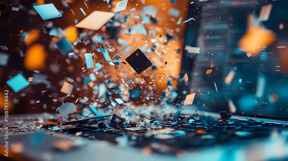 Poster Deleting unnecessary files and data, symbolizing the concept of digital waste management and freeing up disk space
