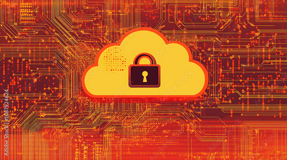 Leinwandbilder an illustration of secure cloud computing concept, featuring a cloud symbol over a stylized chip, re