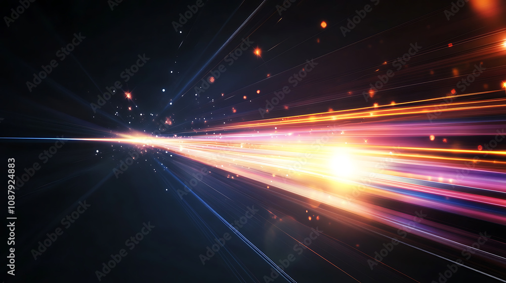 Poster black background with diagonal lines and light effect