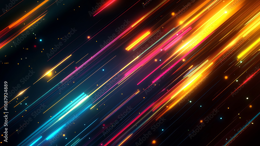 Poster Black background with diagonal lines and light effect