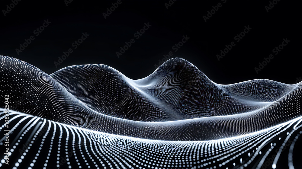 Aufkleber black background with white glowing digital data lines and shapes abstract technology or futuristic 
