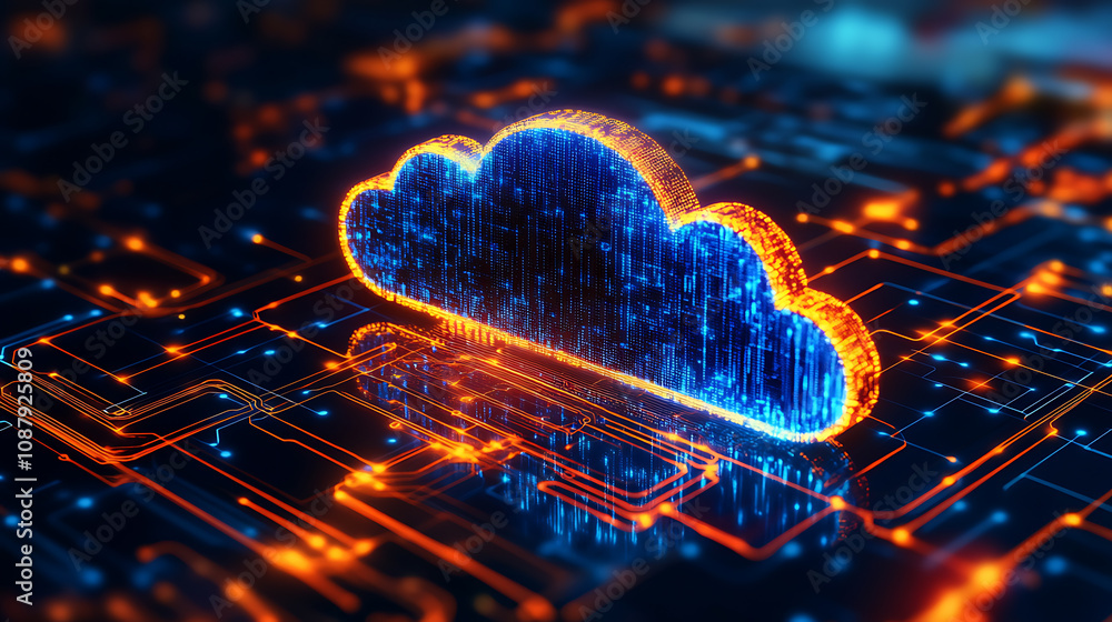 Aufkleber cloud networking with ai crypto and cybersecurity elements abstract digital art