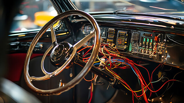 The main wiring harness running through the interior of a passenger car illustrates the integration of electrical systems into modern automotive design