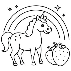 Unicorn with rainbow line art