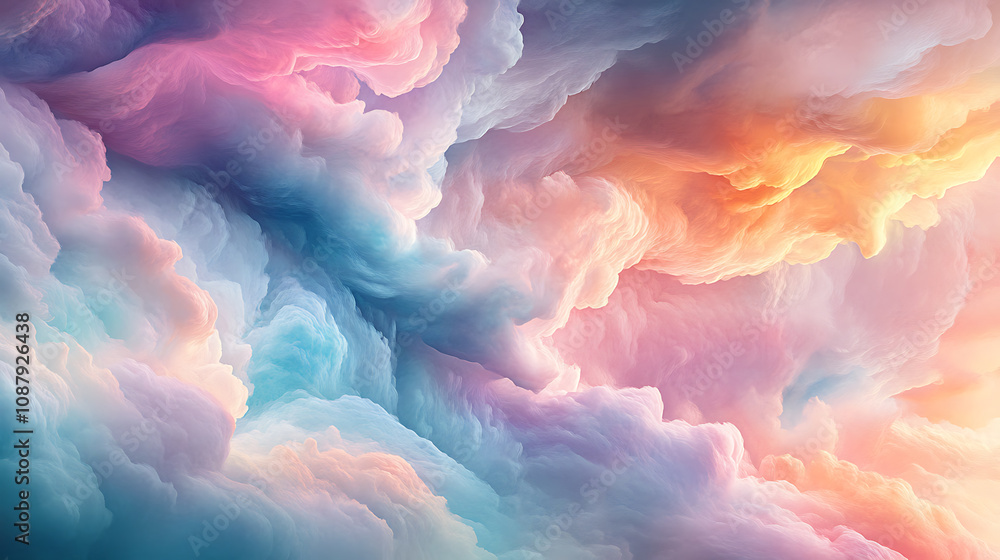 Poster ethereal pastel cloud background dreamy and soft abstract illustration created with ai tools
