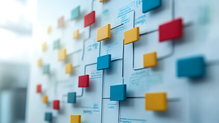 Business workflow process management concept with data diagram of hierarchical structure digital transformation illustration