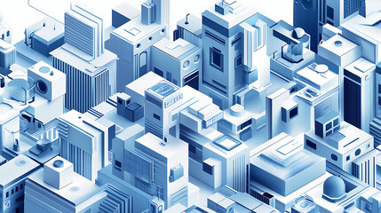 Fototapeta premium Graphic of isometric tech background, blue and grey on white background