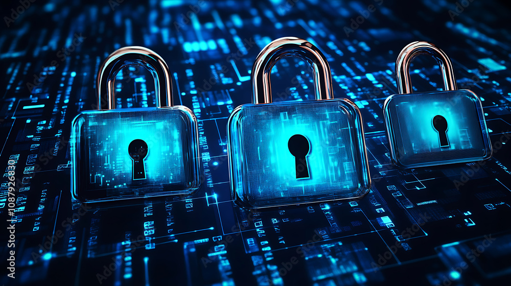 Poster cyber security and data protection online safety from cyberattacks conceptual illustration