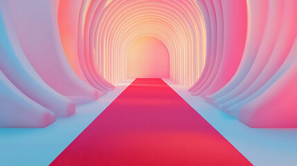 Obraz premium Red carpet rolled out on white background vip event and celebrity entrance concept illustration