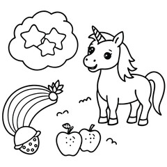 Unicorn with rainbow line art