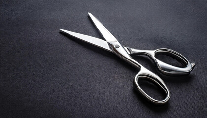 Stainless steel scissors are placed diagonally on dark gray felt