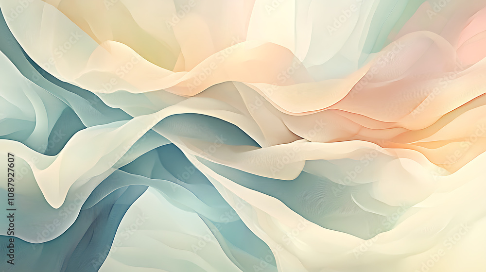 Aufkleber Visualization of flowing abstract shapes in pastel colors, creating an artistic and dynamic composition