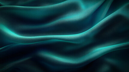 Fototapeta premium A serene silk fabric with a deep teal and emerald gradient, perfect for elegant posters, Christmas designs, or calming decor.