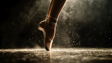 Ballet Pointe Shoes in Golden Spotlight Dust for advertising the Ballet School
