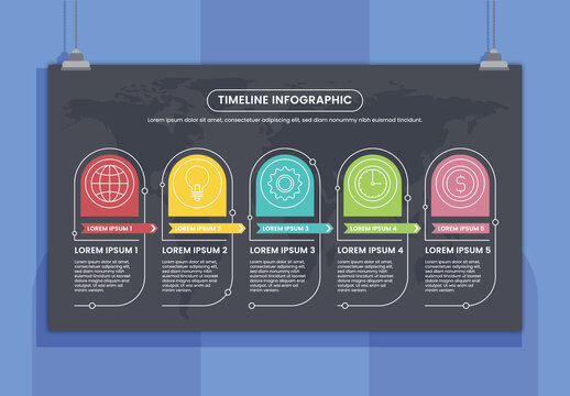 Colorful Process Timeline Steps Infographic Template