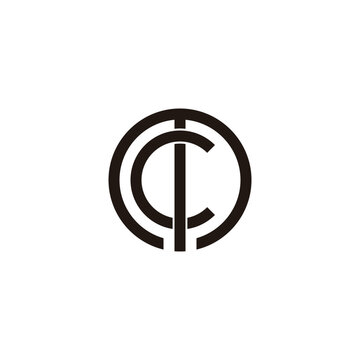 Letter m and c circle, unique geometric symbol simple logo vector