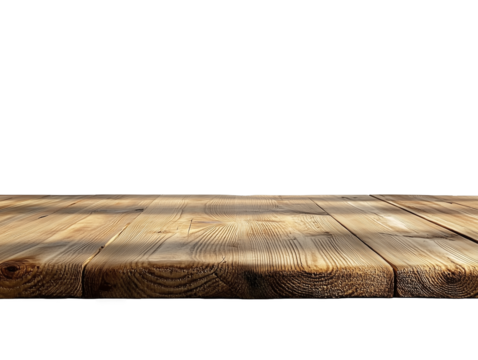 Natural wooden table surface with warm tones and lights enhancing its texture creates a cozy atmosphere for dining or crafting