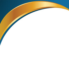 Modern blank background abstract curved border blue and gold