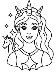 girl with unicorn coloring page