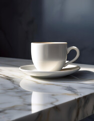 A white coffee cup with saucer