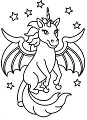 Unicorn coloring page for kids