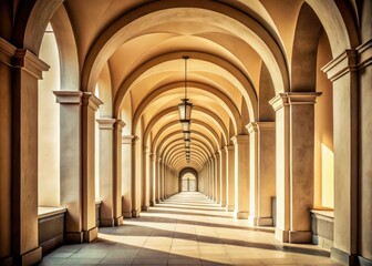 Stunning Minimalist Architecture with Arches in a Light-Filled Corridor | Spacious Design and Neutral Color Palette | Vintage Style Photography