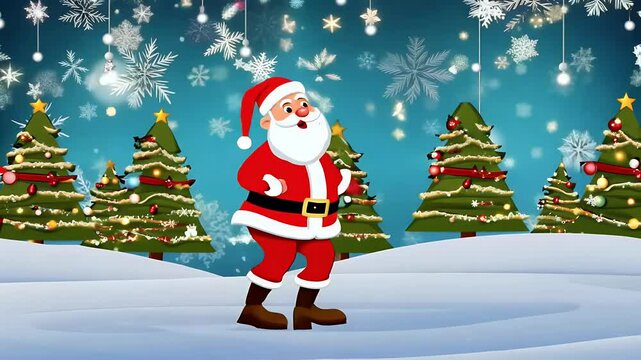 snowy background festive atmosphere perfect holiday greetings greeting cards 4K christmas party dance new year fir hip hop disco dancer cartoon falling event blue tree frosty country celebrate