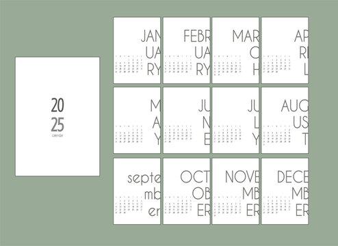 meses del calendario, almanaque 2025, vertical