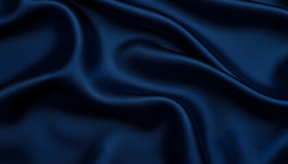 Fototapeta premium Black blue satin dark fabric texture luxurious shiny that is abstract silk cloth background with patterns soft waves blur beautiful, simple style