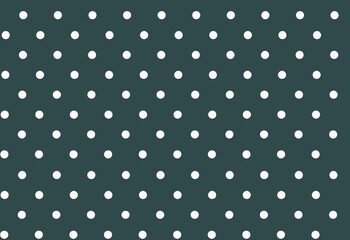 Seamless polka dot pattern on dark green background. Perfect for gift paper, cards, textile, product presentation, wallpaper. Illustration