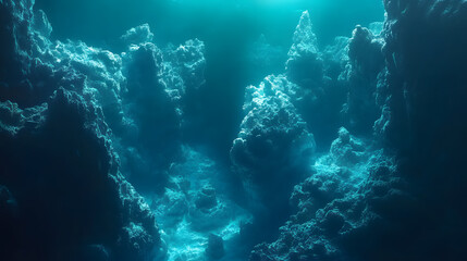 Naklejka premium Ethereal Aquatic Turquoise Underwater Landscape Capturing Serenity and Balance