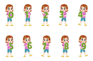 Kid Learning Math Holding a Number