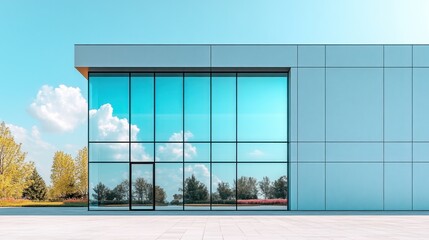 Modern glass building exterior.