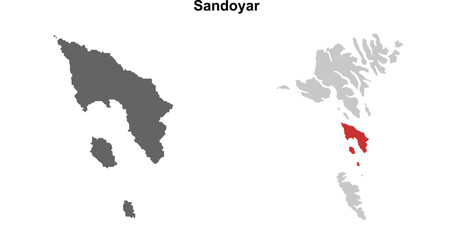 Obraz premium Sandoyar region blank outline map set