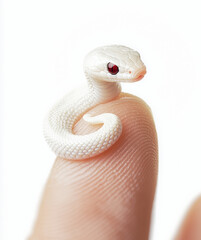 Fototapeta premium 巳年の素材、赤い瞳を持つ可愛い小さな白蛇