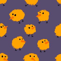 Easter chicken seamless birds pattern for wrapping paper and fabrics