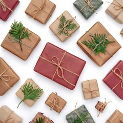 collection of christmas gifts on a white background