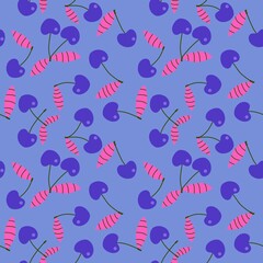 Summer fruit seamless cherry berry pattern for wrapping paper and fabrics