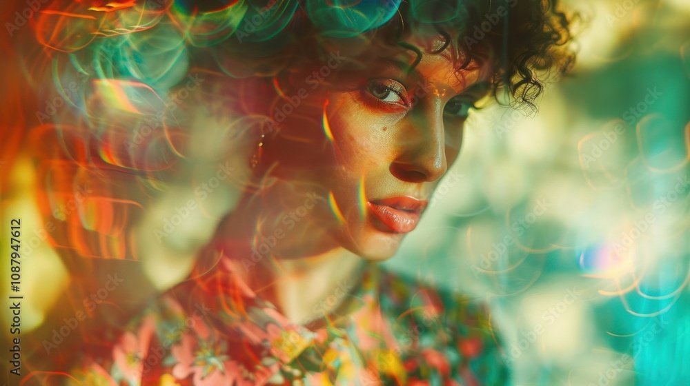 Aufkleber indistinguishable patterns and prints mix and mingle in the background creating a dreamy blur of fas