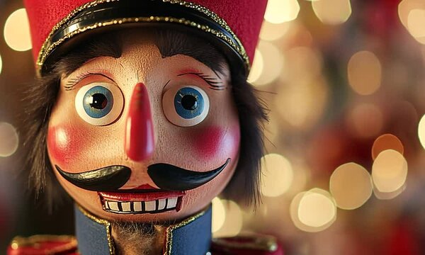 Charming Nutcracker Figure with Vibrant Facial Features and Classic Costume Capturing the Spirit of the Holiday Season in a Whimsical and Festive Setting