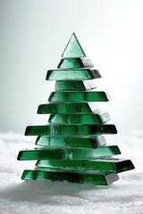 Creative christmas tree design made from overlapping green glass layers for holiday decor inspiration