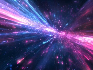 Naklejka premium Digital rays of light in bright blue and pink