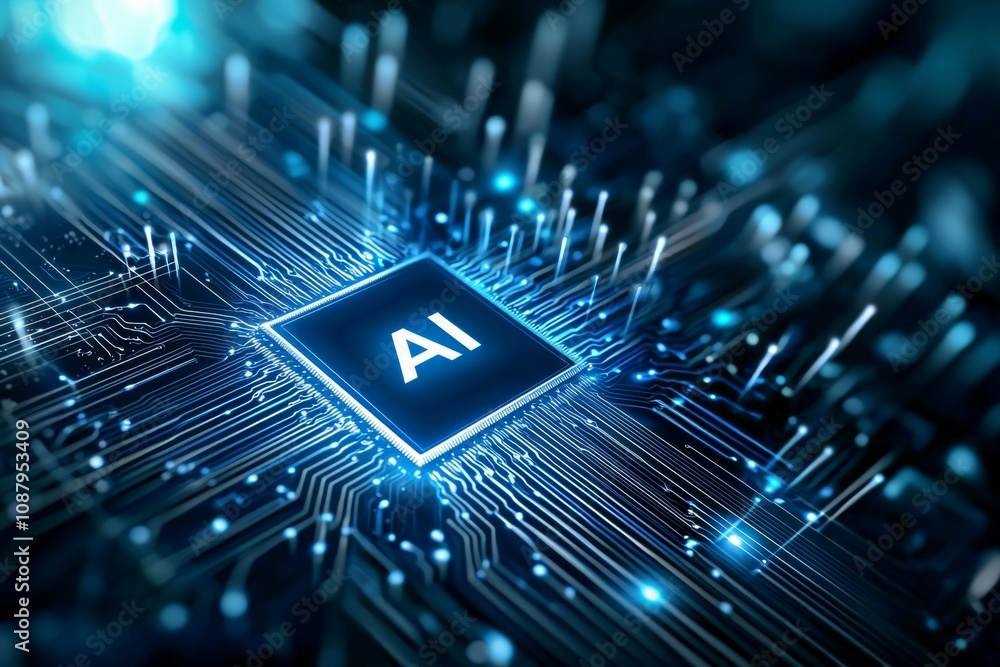 Aufkleber ai abbreviation artificial intelligence. background with selective focus and copy space