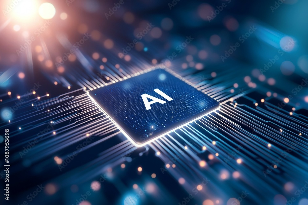 Poster ai abbreviation artificial intelligence. background with selective focus and copy space