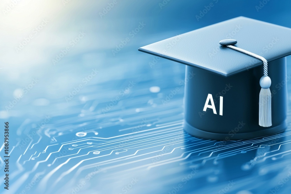 Aufkleber artificial intelligence or ai in the concept of machine learning and education. background with sele