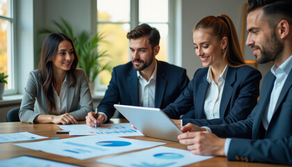 Business Team in Meeting, Analyzing Data and Strategy