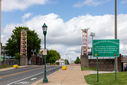 CHATTANOOGA, TN, USA-10 MAY 2021: Reggie White Boulevard bordering Finley Stadium.