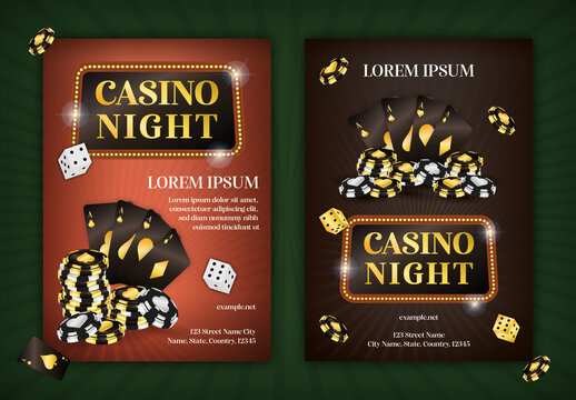 Red and Gold Casino Night Event Flyer Template
