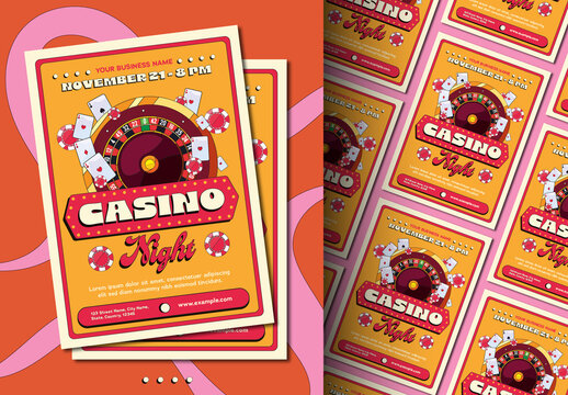 Retro Casino Night Event Poster Template